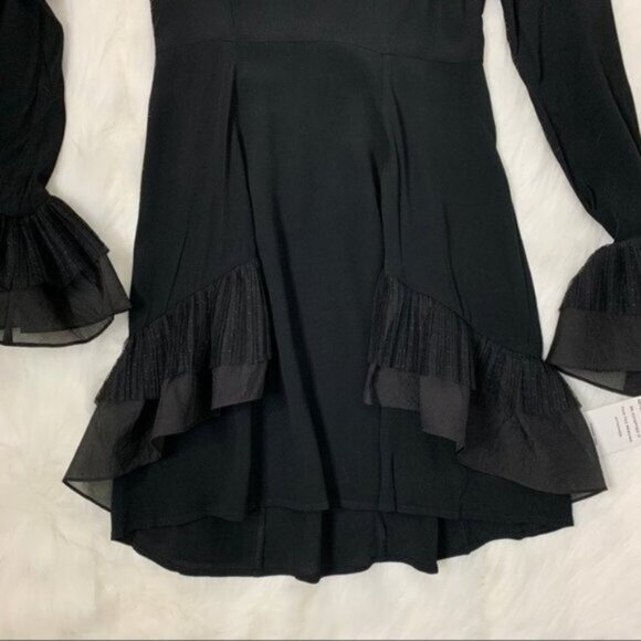Free People For Love & Lemons Evie Mini Dress Flare Sleeve Ruffles Black Size XS - Picture 10 of 16